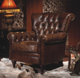 Vintage Echtleder Chesterfield Ledersessel Design Lounge Leder Club Sessel 449 -